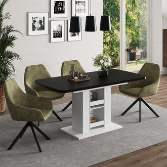 Vicco Mesa De Comedor Fenaro, Blanco/negro, 120 X 80 Cm, Vicco