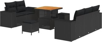 vidaXL Garden Sofa Set with Cushion 8 pcs Black Poly Rattan vidaXL