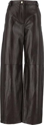 Max Mara Pantalones de piel Mstlegno - Trousers - Mujer - Marr&oacute;n - XS