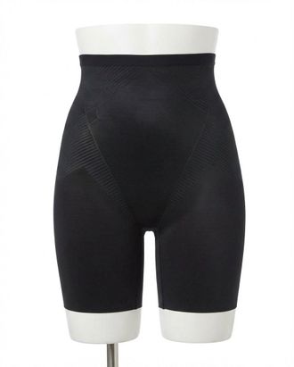Spanx High-Waisted Mid-Thigh Shorts In Very Black