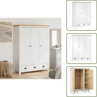 vidaXL The Living Store Armadio a 3 Ante Hill Bianco 127x50x170 cm in Legno di Pino - Armadio a 3 ante