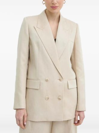 IVY OAK double-breasted peak-lapel blazer - women - Linen/Flax/Lyocell/Organic Cotton - 34 - Neutrals