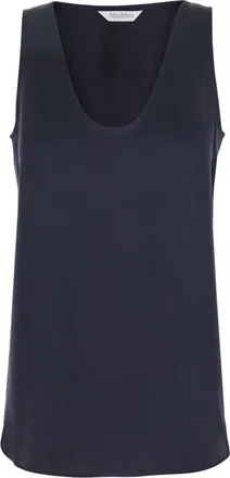 Max Mara Blue Solid Scoop Neck Top