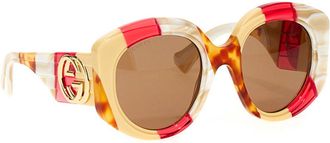 Gucci Tricolor Oversize Sunglasses - Cream