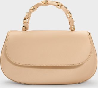Charles & Keith Eilian Satin Braided Top Handle Bag