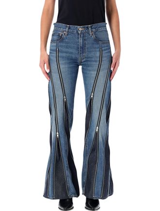 Junya Watanabe Womens Blue Zipped Denim Jeans Cotton - Size Large