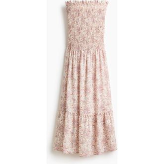 H&M Smocked Bandeau Dress in Cream/floral at Nordstrom, Size Xx-Large