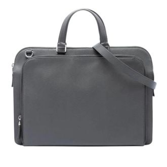 Prada Vintage, unisex, Grijs, ONE Size, Leer, Pre-owned Vintage Saffiano Leren Zaken Tas