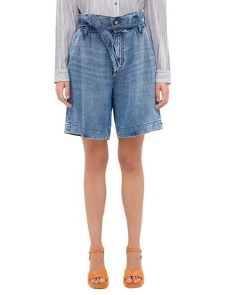 Mustang Loose-fit-Jeans MUSTANG Damen Style Jericho Shorts, Damen, Gr. 29, blau (581 mittelblau), Denim/Jeans, 100% Lyocell, unifarben, loose fit, Jeans Loose
