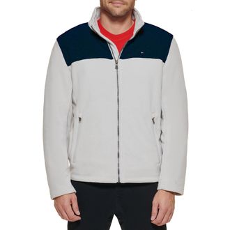 Tommy Hilfiger Mens Lightweight Polar Fleece Jacket, Navy/Ice, L