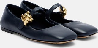 Bottega Veneta Lucy embellished leather Mary Jane flats