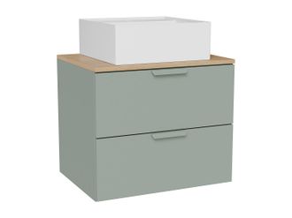 Vente-Unique Mueble de ba&ntilde;o suspendido con lavabo sobre encimera cuadrado - Verde salvia - A60 cm - AVORELI