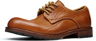 Generic Mens Low Block Heel Office Dress Shoes Lace Up Vintage Oxfords Round Toe Business Formal Shoes,Brown,7.5 UK