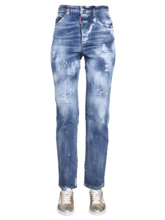 Dsquared2 Blue Straight High Rise Jeans