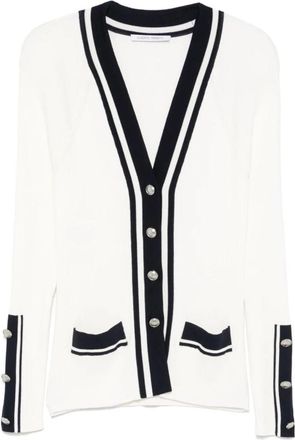 Alberta Ferretti Contrast Inzet Cardigan Sweaters - Dames - Vesten - Wit - XL - Truien & Vesten