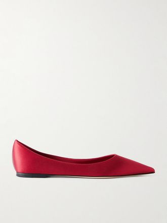 Jimmy Choo London Ballerine In Raso Love - Rosso