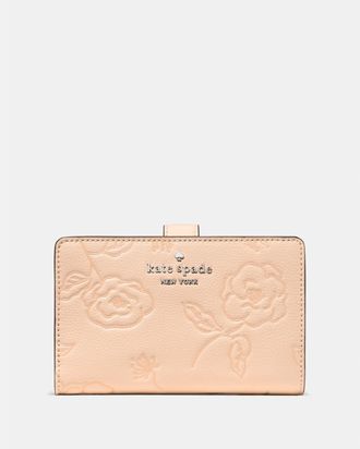 Kate Spade New York Womens Floral Medium Bifold Wallet - Yellow Leather - One Size