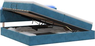 vidaXL Cama De Almacenamiento Led Con Colch&oacute;n Azul Oscuro 200 X 200 Cm Vidaxl