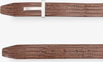 Tom Ford Mens Belt Crocodile-Effect Leather Brown