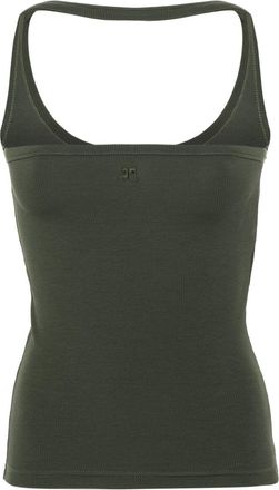 Courrèges Hyperbole off-shoulder top - women - Cotton/Elastane - M - Green