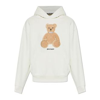 Palm Angels Hoodies, male, White, Size: XL Bear Graphic Hoodie