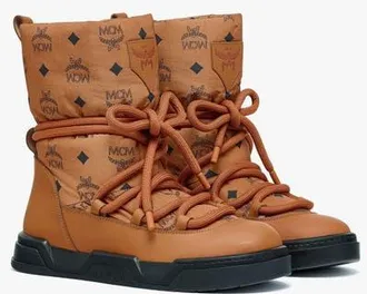 MCM Skyward Ankle Boots in Padded Monogram Nylon in Cognac at Nordstrom, Size 37