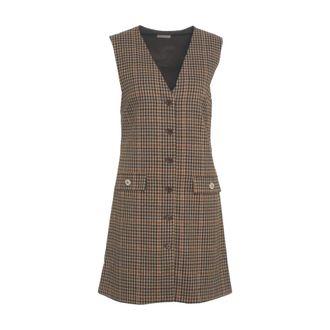 Liu Jo Kleedjes, Dames, Veelkleurig, M, Geruit Patroon V-hals Jurk Aw 25