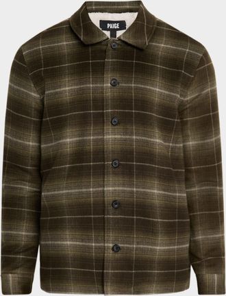 Paige Mens Telford Faux Shearling-Lined Plaid Shirt Jacket