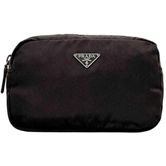 Prada Brown Dark Brown Nylon Pouch (Pre-Owned)