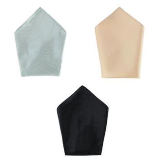 Trafalgar Store The Gatsby 12 inch Solid Silk Pocket Square Trio in Gold, Black, Silver at Nordstrom