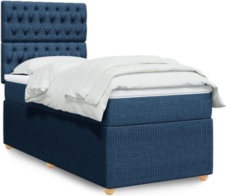 vidaXL Cama Box Spring Con Colch&oacute;n Tela Azul 90x200 Cm Vidaxl
