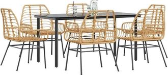 vidaXL Juego De Comedor De Jard&iacute;n 7 Pzas Rat&aacute;n Pe Marr&oacute;n Vidaxl