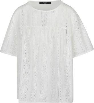 Max Mara Katoenen Blouse met Ronde Hals - Dames - Blouses - Wit - M - Katoen - Overhemden