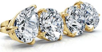 Pompeii3 1 1/3Ct Pear and Round Toi et Moi Diamond Earrings 14k Gold Lab Grown
