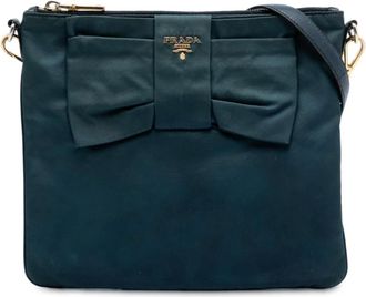 Prada Pre-owned Cross Body Bags, female, Blue, Size: ONE SIZE Pre-owned Bow Detail Shoulder Bag