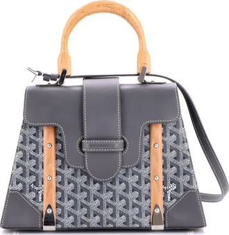 Goyard Saigon Top Handle Bag Coated Canvas with Leather PM