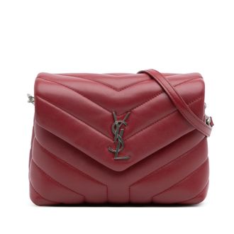 Saint Laurent Dark Red TLoulou oy Matelasse Leather Monogram Crossbody