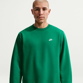 Nike Mens Club Fleece Crew in Green | FN3886-365