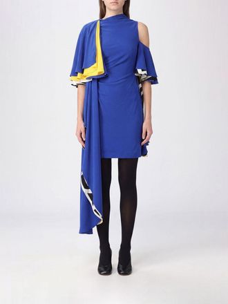 Loewe Abito midi monospalla in cady con stampa astratta e orlo asimmetrico