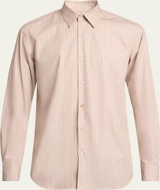 Dries Van Noten Mens Curles Cotton Hairline Stripe Sport Shirt