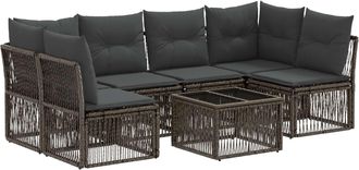 vidaXL Conjunto De Sof&aacute;s De Jard&iacute;n 7 Uds. Gris Rat&aacute;n Sint&eacute;tico Vidaxl