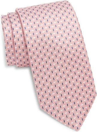 Canali Herringbone Silk Tie in Pink at Nordstrom