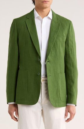 Percival Tailored Fit Solid Linen Blazer in Forest at Nordstrom, Size 38