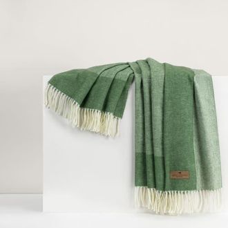Lands Downunder Border Herringbone Throw in Olive at Nordstrom