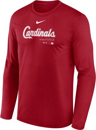 Nike St. Louis Cardinals Authentic Collection Practice Nike Mens Dri-FIT MLB Long-Sleeve T-Shirt in Red | 015H62QSCN-J37