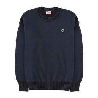 Kenzo Truien & Vesten, Heren, Zwart, XL, Katoen, Trui met ronde hals en geborduurd logo