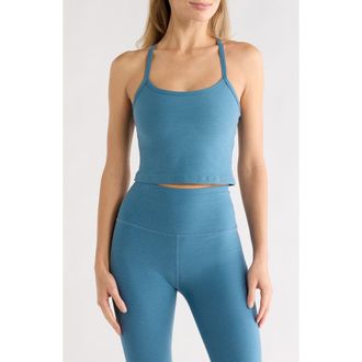 Beyond Yoga Space Dye Slim Racerback Crop Tank in Vintage Denim Blue Heather at Nordstrom Rack, Size Large