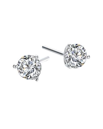 Genevive Silver CZ Stud Earrings