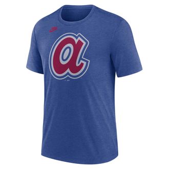 Nike Atlanta Braves Cooperstown Logo Nike Mens MLB T-Shirt in Blue | NJFDEX49ATB-70U