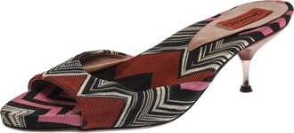 Missoni Multicolor Knit Fabric Open Toe Slip On Sandals